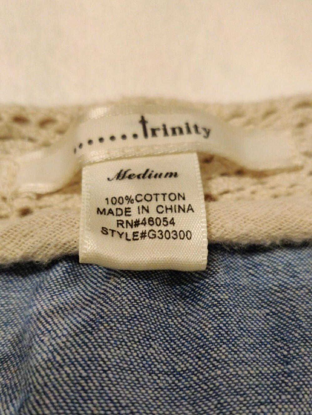 Trinity Crochet-Trim Paisley Tank - Cream & Blue - Picture 6 of 13